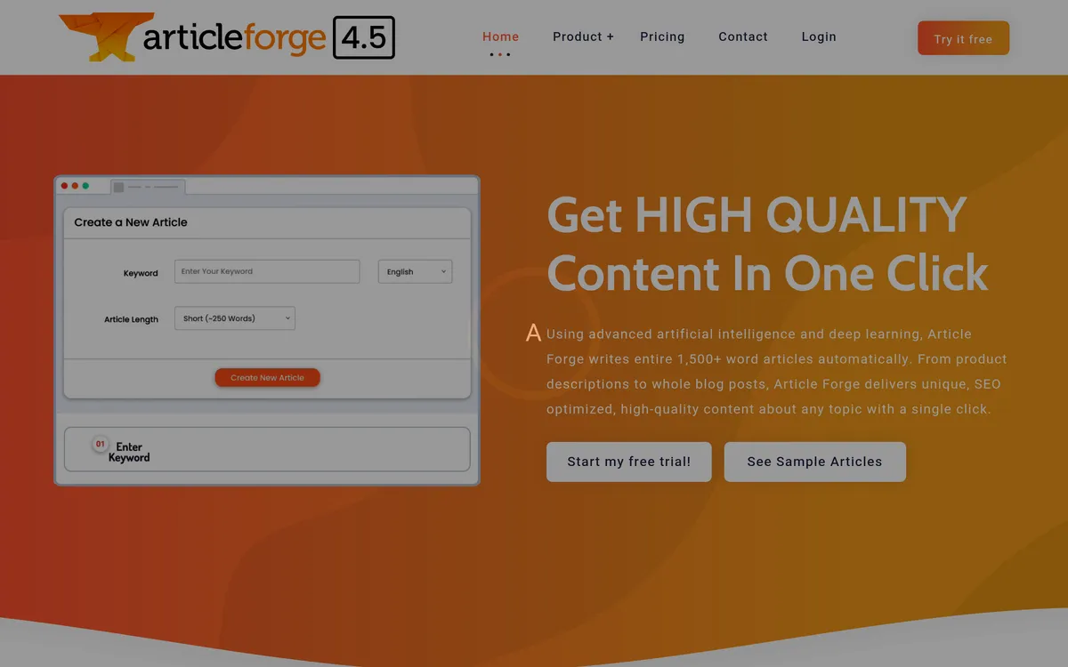 Article Forge screenshot