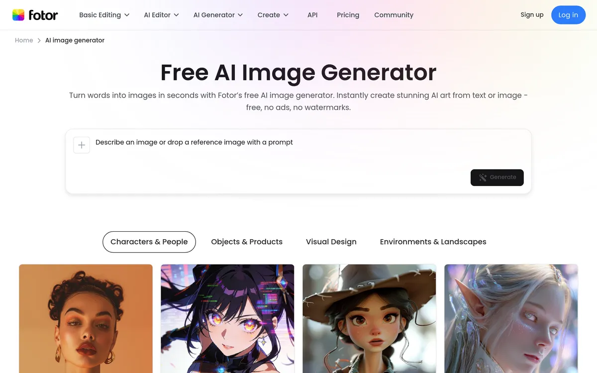 Fotor AI Image Generator screenshot